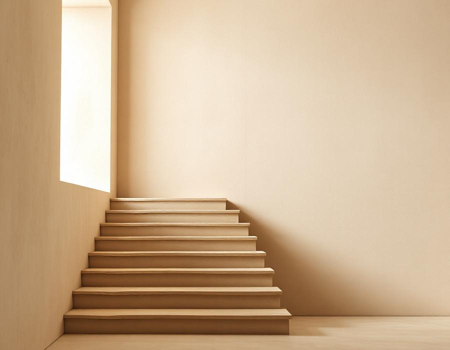 Stone staircase in soft light